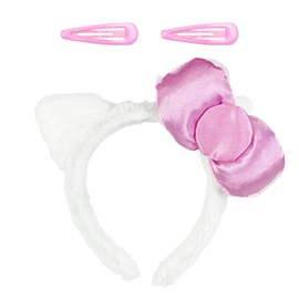 1 Piece Cat Ear Bow Headband, 2 Piece Hairpins, Creative Cute Plush, Multi-Functional Headband, Comfortable Wearing, Face Washing Headband.