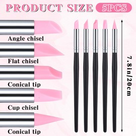 5 PCS Silicone Brushes for Resin Silicone Clay Sculpting Tools Silicone Color Shapers Brushes Flexible Clay Sculpture Tools Professional Silicone Rubber Tip Paint Pens Brushes for DIY Handicraft(Pink)