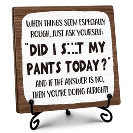 Funny Office Desk Decor, Coworker Gifts for Women Men, Inspirational Gifts for Friends Coworkers, Farmhouse Rustic Wooden sign with Positive Sayings, Desk Decor for Home Office Art, 5"x5"-C12