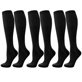 3 paia di calze a compressione, calze a compressione, 15-25 Mmhg, calze da viaggio, calze a compressione, per uomo, corsa, sport, volo, viaggi, Nero , 43-47