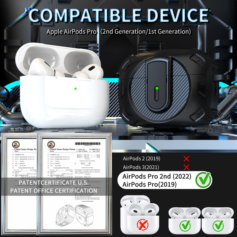 RFUNGUANGO for AirPods Pro 2nd Generation Case Cover with Cleaner