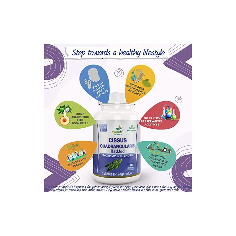 Ayushya Cissus Quadrangularis (Hadjod) Capsule, 60 Capsules, Natural