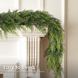 WBHome Real Touch Juniper Garland for Christmas Holiday Seasonal Outdoor/Indoor Home Decor, 6FT Long