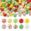 Boutigem 140Pcs 16mm Fruit Theme Round Wood Beads Bulk Plaid