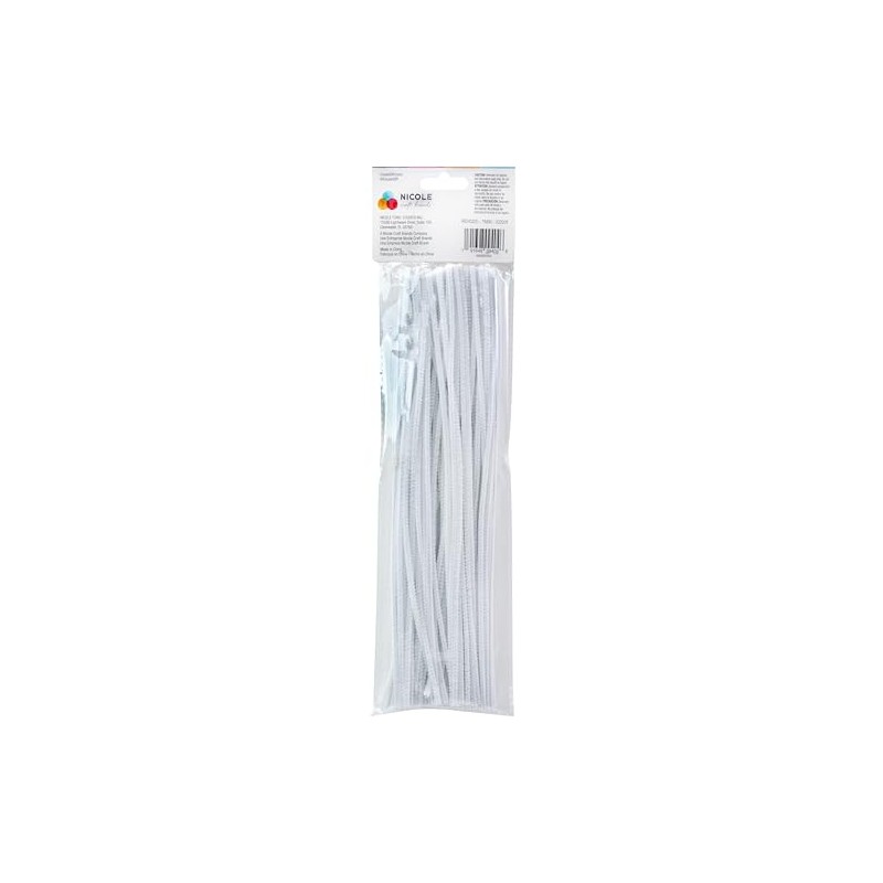 White Chenille Pipe Cleaners, 3mm x 12 inch, 100 Pack