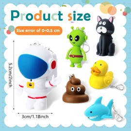 Newtay 6 Pcs Nurse Animal Flashlight Keychain Pediatric Nurse Flashlight LED Cat Alien Lion Frog Animal Pen Badge Reel Light(Lovely)