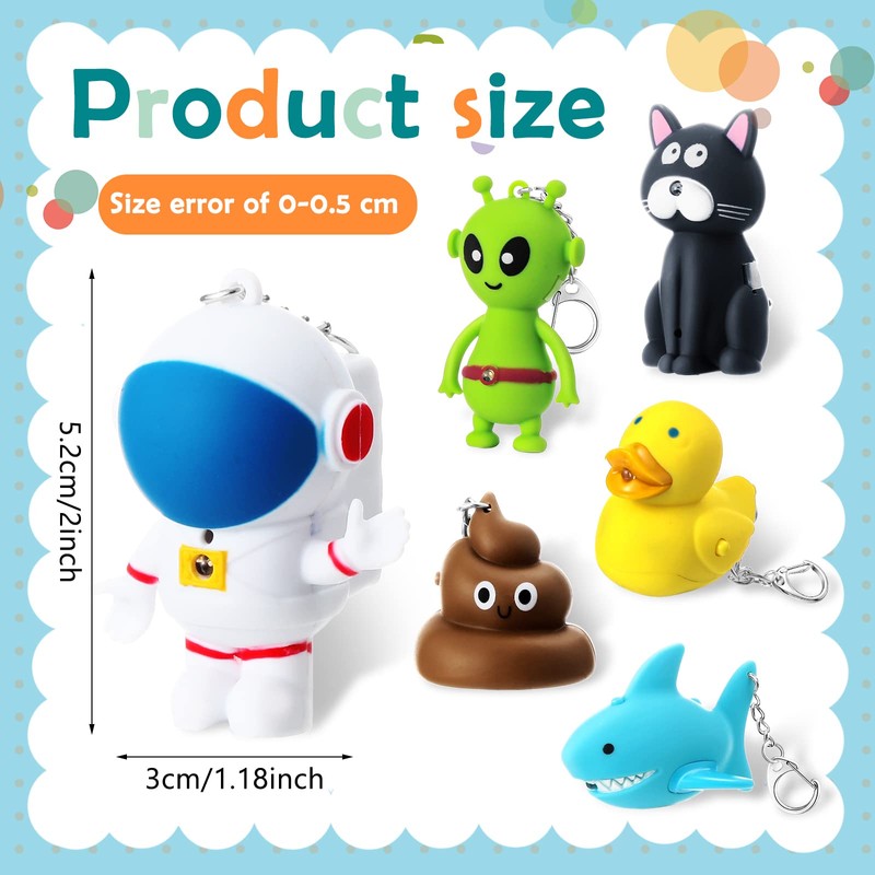 Newtay 6 Pcs Nurse Animal Flashlight Keychain Pediatric Nurse Flashlight