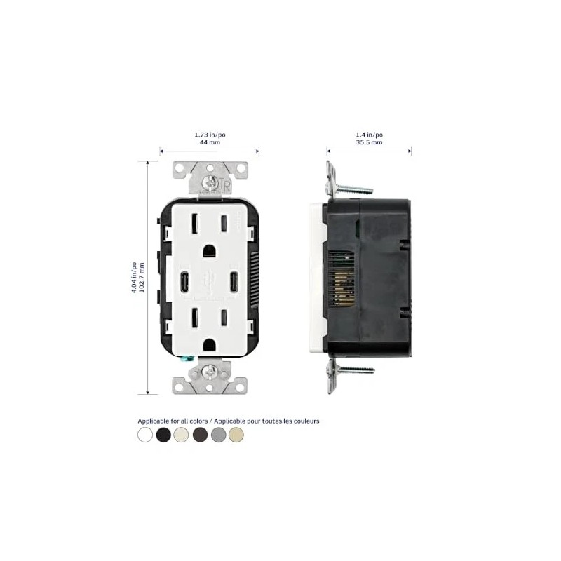 Leviton Dual Type C USB In Wall Charger 30W Power