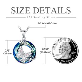 AENEAS Butterfly Chain Sterling Silver Crystal Pendant Necklace Animal Jewellery Bitrhday Gifts for Women Mother Daughter, Crystal