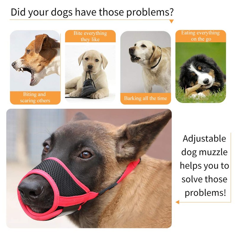 Andiker Mesh Dog Muzzle with Adjustable Loop and Soft Pad,