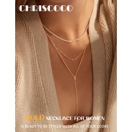 Chriscoco 3Pcs Gold Necklaces for Women 18K Gold Plated Stainless Steel Layered Necklace Set Waterproof Hypoallergenic CZ Chain Necklaces for Women Girls Adjustable