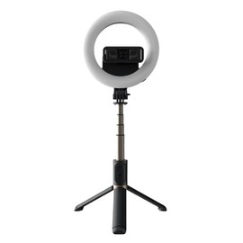 BoxWave Stand and Mount Compatible with SOYES XS11 Super Mini Smartphone - RingLight SelfiePod, Selfie Stick Extendable Arm with Ring Light - Jet Black