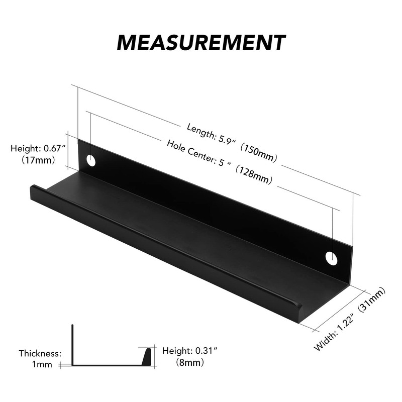 Ravinte 20 Pack Finger Pulls for Cabinets 150mm/5.9" Length Black