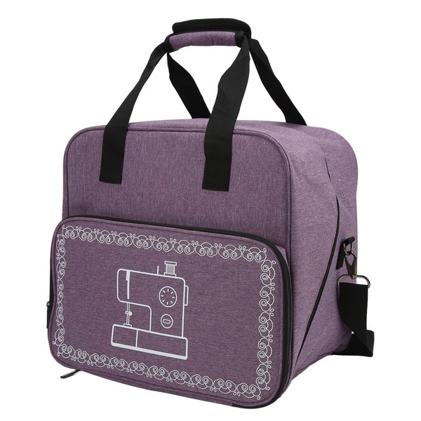 Zerodis Sewing Machine Carry Bag, Universal Sewing Machine Carry Bag with Large Capacity, Shoulder Strap and Multiple Pockets, Fits Most Standard Sewing Machines (Purple)