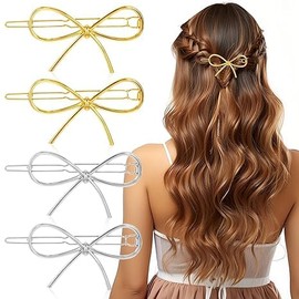 Crovakeu 8 PCS Gold and Silver Bowknot Barrettes Metal Bow Hair Pins Chic Minimalist Bow Barrettes Simple Chic Minimalist Bows Barrette Simple Stylish Hair Accessories Gift for Women Girls