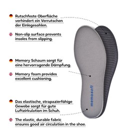 Shoe Insoles | High Quality, Lightweight, Soft and Adjustable Memory Foam Insoles | Foot Morning Memosoft Comfort | 40 EU