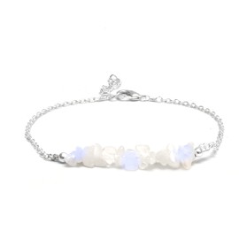 Gempires Natural Moonstone Crystal Bracelet, Healing Energy, June Birthstone Bracelets for Women, 7+1 inch Adjustable Silver Plated Chain