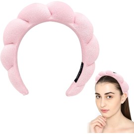 Spa Headband for Women, Makeup Headband for Sponge & Terry Towel Cloth Fabric Hair Band and Versed Headband for Face Washing, Makeup Removal, Shower, Skincare(Pink-1 Pc)