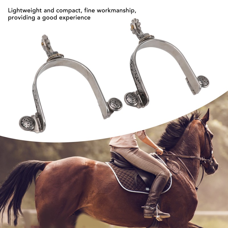 One Pair Boot Spurs Stainless Steel Vintage Leaf Patterned Western