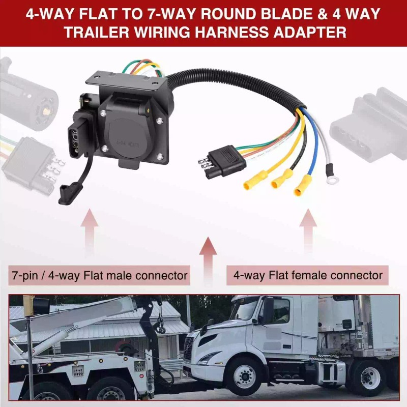 Nilight 4 Way Flat to 7 Way RV and 4