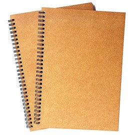 Spiral Notebook, Wirebound Notebook, Thick Paper Ruled Notebook, 60 Sheets, 10" X7”, 2 Pack (Khaki, Line)
