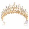 YBSHIN Light Up Gold Rhinestones Queen Crowns, Bridal Wedding Fantasy