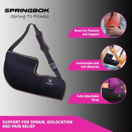 SPRINGBOK Arm Brace Immobilizer (Pouch Arm Sling), for Arm & Upper Arm Fracture, Shoulder Joint Instability, with Foam & Polyster Fabric Material (Black, Medium)