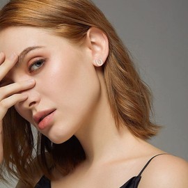 EVER FAITH 925 Sterling Silver Lucky Horseshoe Stud Earrings,Elegant Delicate Iridescent Clear AB Created Opal Ear Jewelry for Women