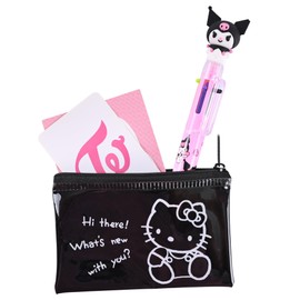 50th Wedding Anniversary Flat Bag, Cute Vinyl Zipper Bag, Card Holder and Case, Kawaii Bag, 12 x 7.5 x 1cm, black, Black Kitty