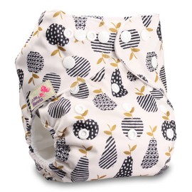 Littles & Bloomz, Reusable Pocket Cloth Nappy, Fastener: Popper, Set of 1, Pattern 7, with 1 Bamboo Insert