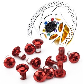 12PCS Bike Disc Brake Rotor Bolts Torx T25 Bolts M5x10mm Bicycle Rotor Screws for Road MTB Mountain Bike, Red