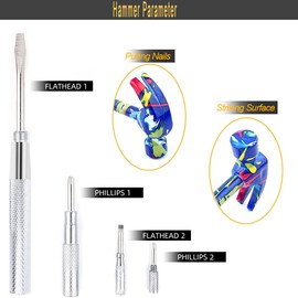 6 in 1 Multitool Hammer, All In One Screwdriver Hammer Tools Set with Screwdriver Anti-Slip Grip Handle Print Floral Hammer Screwdriver Tool Set Best Gift (Blue)