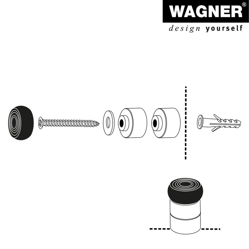 WAGNER Wall and Floor Door Stopper Combination Stick Big Diameter