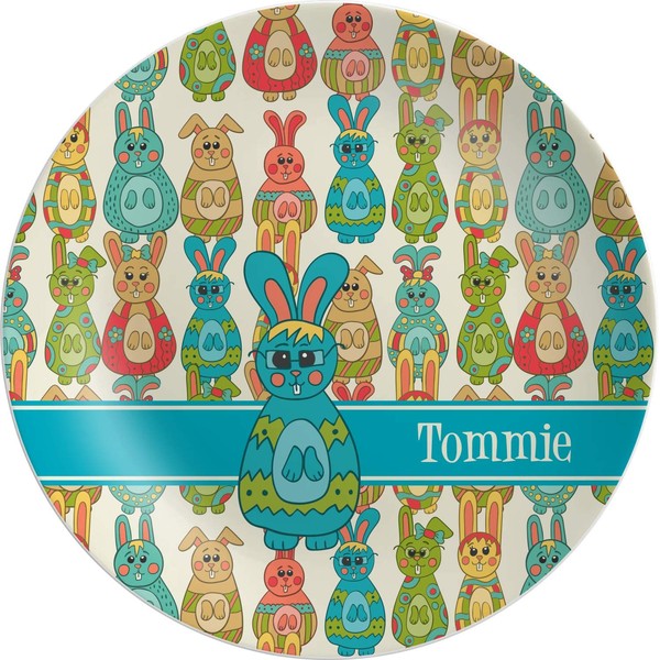 Personalized Fun Easter Bunnies Melamine Plate