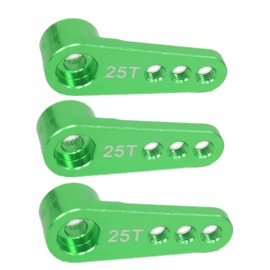 Aluminum 25T Steering Servo Horn Arm,RC Steering Servo Arm Horn for RC 1:8 1:10 Model Car/Boat Futaba HSP HPI Wltoys Himoto Redcat Axial 3 pcs/Set（Green）