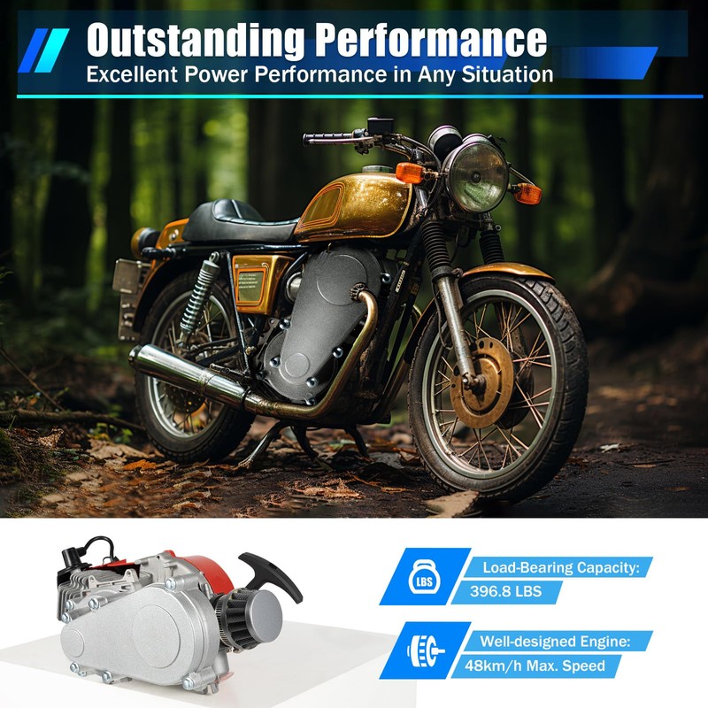 SNKOURIN 49CC 50CC 2-Stroke Pull Start Engine Motor, Single Cylinder