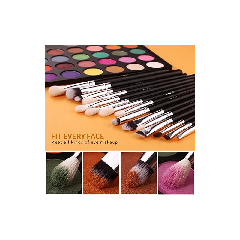 BEILI Juego de brochas de maquillaje de ojos 15 piezas