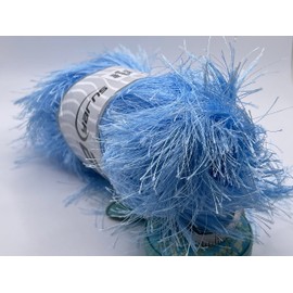 Long Eyelash 100gr Light Blue - Extra Long Eyelash Yarn, Polyester 3.53 Ounces (100 Grams) 76 Yards (70 Meters)