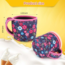 AJLTPA 4Pack Reusable 24oz Ice Cream Sleeves with Handle, Neoprene Insulated Sleeves for Ninja Creami NC501, NC500 Series Deluxe Ice Cream Maker Containers(Animal Pattern)