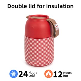 ChugJug Thermo for Hot Food for Adults Kids | Wide Mouth, 18 oz Insulated Food Jar with Spoon, Leakproof Soup Thermo for School Office Travel, Thermal Steel Lunch Container Easy to Carry (Red)