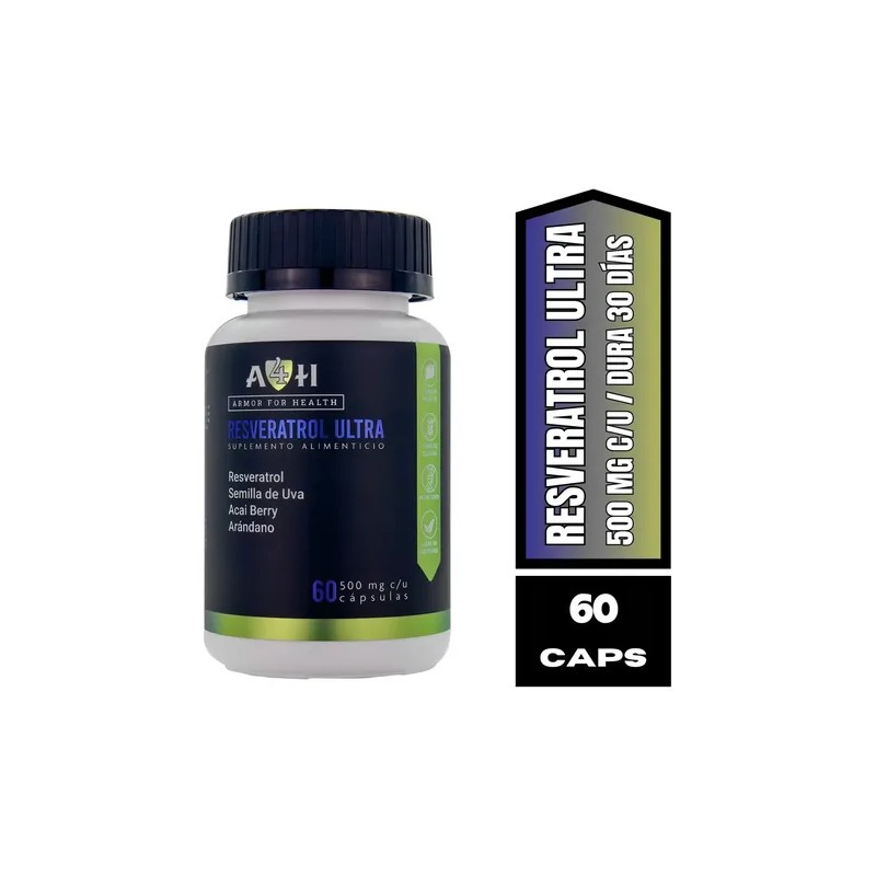 Suplemento Resveratrol A4H Acai Arándano Semilla Uva Sin Sabor 60