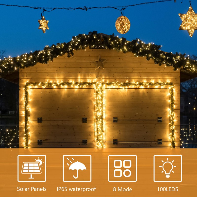 Solar String Lights for Outside, 39Ft 100 LED Solar String
