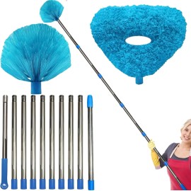 M-Jump 20+ ft High Reach Ceiling Fan Dusting Kit Cobweb Duster with 3-14 Splicable Pole
