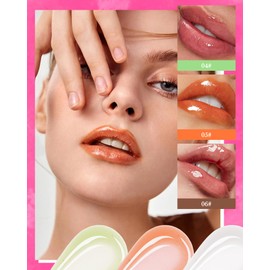 Lip Oil Set, 3 Pcs Hydrating Nourishing Long Lasting High Shine Gloss Lip Oil,Moisturizing Plumping Lip Gloss, Non-Sticky Lip Balm Lip Care,Fruit Flavored Hose Lip Oil For Women With Dry Lips-04+05+06