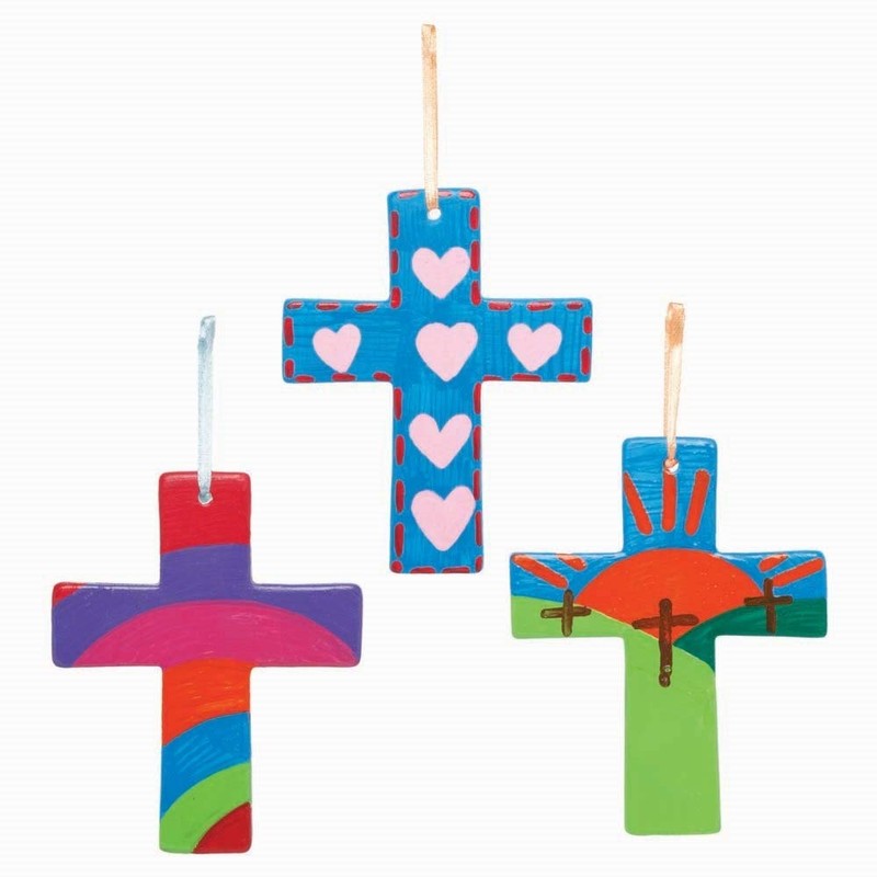 Baker Ross Ceramic Cross Decorations AX783 - Pack of 5