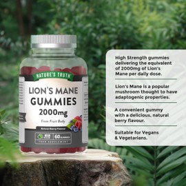 Nature's Truth Lion's Mane Gummies - 2000mg High Strength Lion's Mane Supplement - 60 Natural Berry Flavour Gummies - Vegan