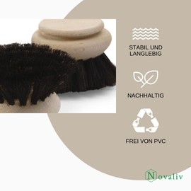 Novaliv 4 x Replacement Brush I Horsehair I Large I Interchangeable Head Washing Brush Kitchen Brush Mixing Pot Brush Scouring Brush Cleaning Brush Wooden Brush Kitchen Dish Brush Plastic-Free