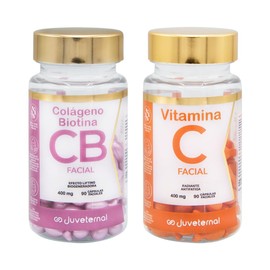 Juveternal Duo Cpsulas Faciales Colgeno Biotina Cpsulas Faciales Vitamina C 90 cps cu Efecto lifting Antioxidante                                     