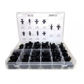 Deepa Push Rivet Clips, 10 Types, Set of 280, Toyota, Suzuki, Nissan, Clip, Subaru Car, Clip, Pin with Case