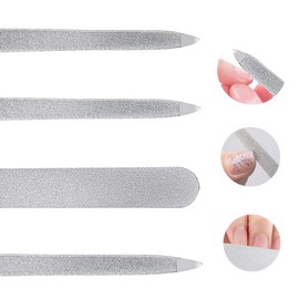 4 Pcs Metal Nail File Diamond Nail Files Stainless Steel Nail File Kit Double Side Fingernail Toenail Files for Salon Home Travel Use(5.9Inch)